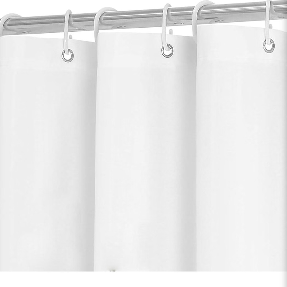 Shower Curtain with Red Scalloped Trim - Picture 8 of 11